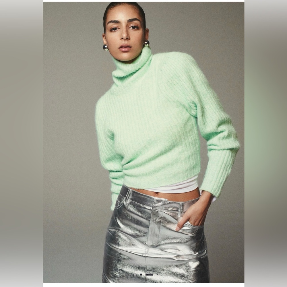 Apple Green Turtleneck Sweater